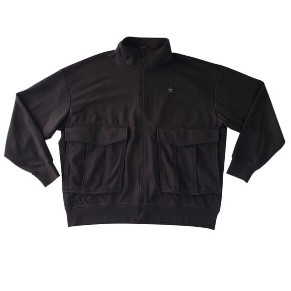G Star Raw Rovic Zip Through Loose Sweater Jacket Mens XXL black Organic Cotton - Picture 2 of 12